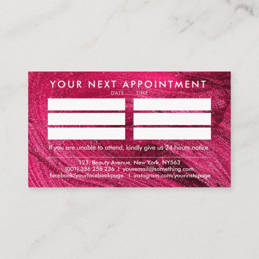 Nägel mit weißem Text Zeichnend auf Glitzer-Hinter Visitenkarte (Rückseite)