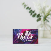 Nägel mit weißem Text Zeichnend auf Glitzer-Hinter Visitenkarte (Stehend Vorderseite)