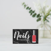 Nägel | Red Nail Polnische Flasche | Schwarzer Mar Visitenkarte (Stehend Vorderseite)