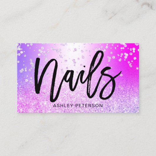 Nägel rosa chic Glitzer metallische Funkeln Konfet Visitenkarte (Vorderseite)