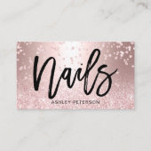 Nägel Rose Gold Glitzer metallische Funkeln Konfet Visitenkarte (Vorderseite)