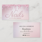 Nägel| Rose Gold Glitzer Tropfen Salon Visitenkarte (Vorne/Hinten)