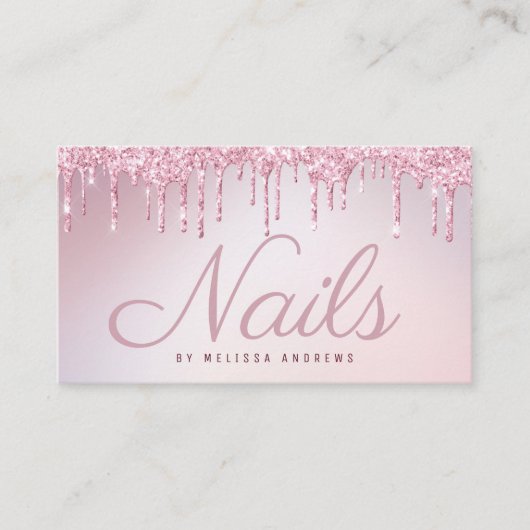 Nägel| Rose Gold Glitzer Tropfen Salon Visitenkarte (Vorderseite)