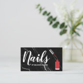 Nägel | Roter Nagel, Polnisch und Brush | Schwarze Visitenkarte (Stehend Vorderseite)