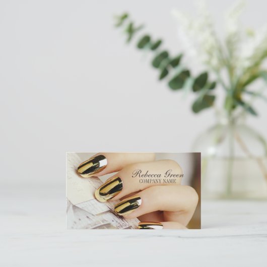 Nagel-Salon mit eleganten Maniküren Visitenkarte (Stehend Vorderseite)