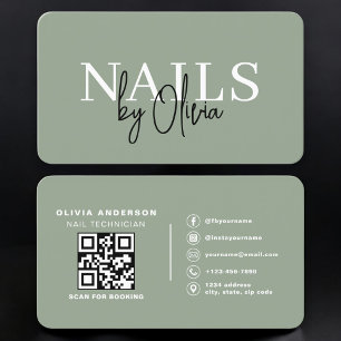 Nagel-Spezialist-Künstler-Sage-Grün-QR-Code Visitenkarte