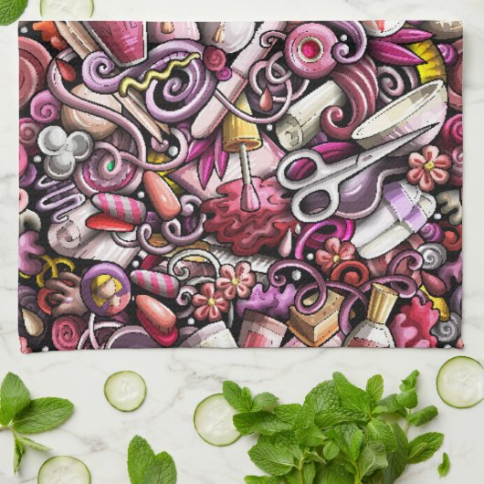 Nagel-Studio-Muster Geschirrtuch (Gefaltet)