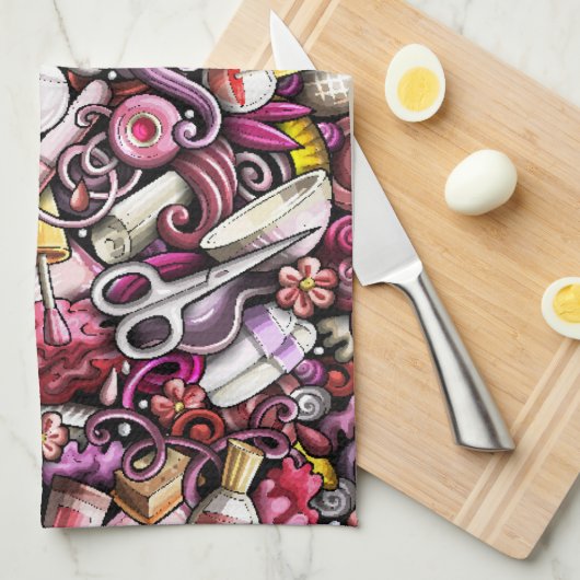 Nagel-Studio-Muster Geschirrtuch (Viertel Falte)