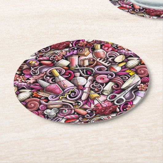 Nagel-Studio-Muster Runder Pappuntersetzer (Angewinkelt)