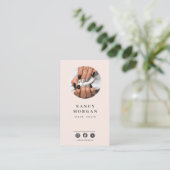 Nagel-Tech-Foto-QR-Code-Blush-Pink Visitenkarte (Stehend Vorderseite)