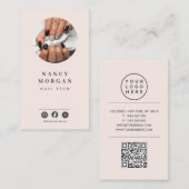 Nagel-Tech-Foto-QR-Code-Blush-Pink Visitenkarte (Vorne/Hinten)