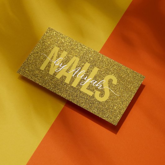 Nagel-Tech-Gold-Glitter-Typografie Visitenkarte