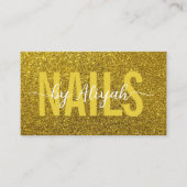 Nagel-Tech-Gold-Glitter-Typografie Visitenkarte (Vorderseite)