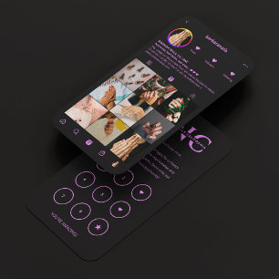 Nagel-Tech-Violett-Schwarzes-Instagram-Treueprogra Visitenkarte