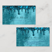 Nägel Wachs Epilation Blaues Aquamarines Leder Visitenkarte (Vorne/Hinten)