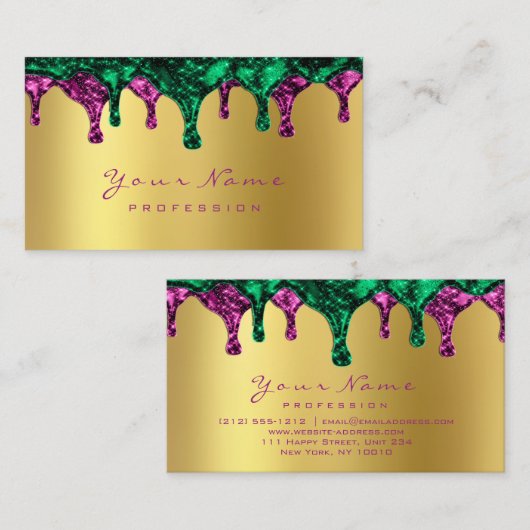 Nägel Wachs Epilation Pink Gold Green Cal Visitenkarte (Vorne/Hinten)