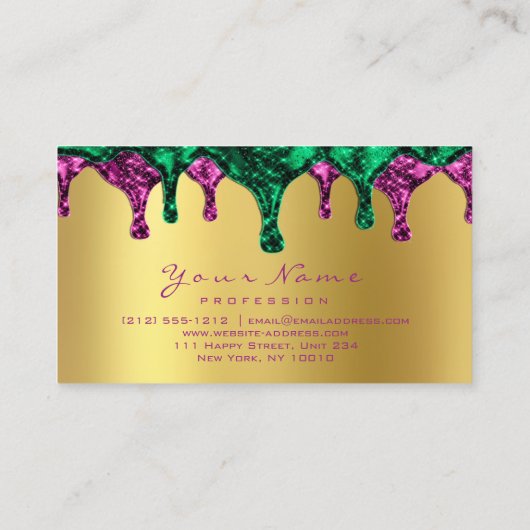 Nägel Wachs Epilation Pink Gold Green Cal Visitenkarte (Rückseite)