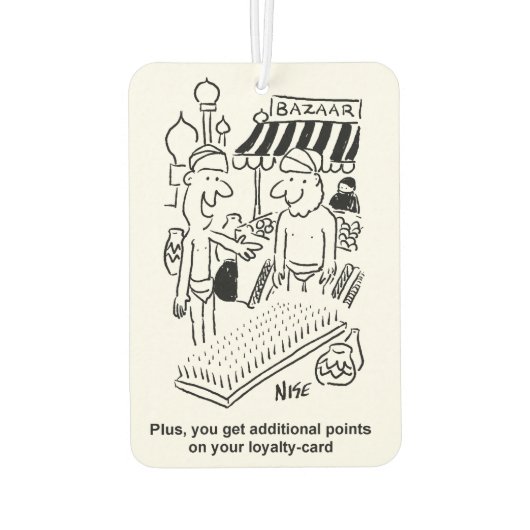 Nagelbett auf einem Basar-Cartoon Autolufterfrischer (Rückseite)