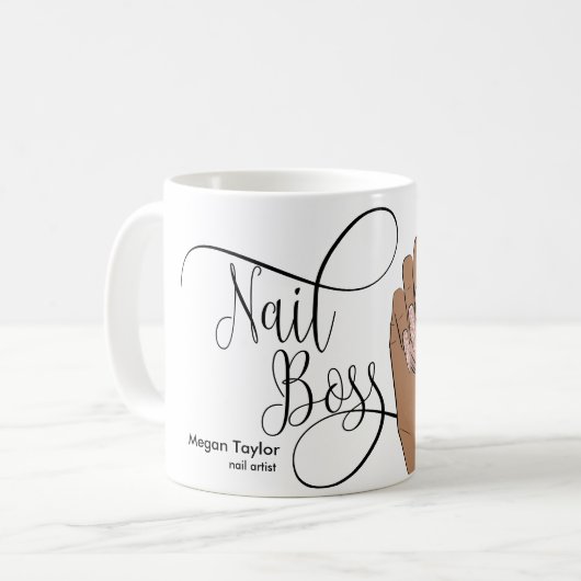 Nagelbüchse, Nageltechniker, lange Nägel, Maniküre Kaffeetasse (Vorderseite Links)