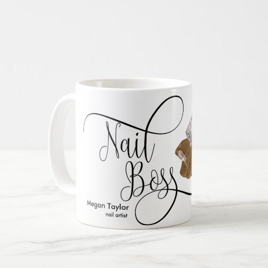 Nagelbüchse, Nageltechniker, lange Nägel, Maniküre Kaffeetasse (Vorderseite Links)