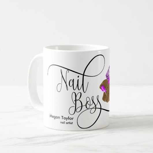 Nagelbüchse, Nageltechniker, lange Nägel, Maniküre Kaffeetasse (Vorderseite Links)