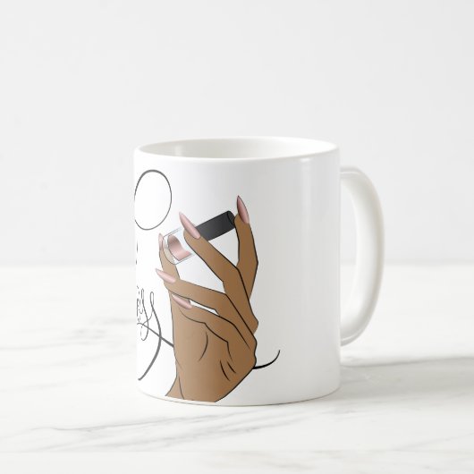 Nagelbüchse, Nageltechniker, lange Nägel, Maniküre Kaffeetasse (VorderseiteRechts)