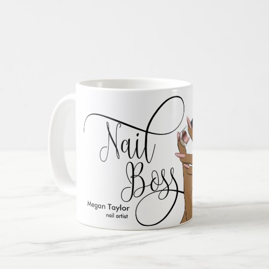 Nagelbüchse, Nageltechniker, lange Nägel, Maniküre Kaffeetasse (Vorderseite Links)