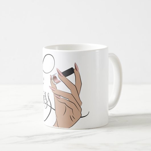 Nagelbüchse, Nageltechniker, lange Nägel, Maniküre Kaffeetasse (VorderseiteRechts)