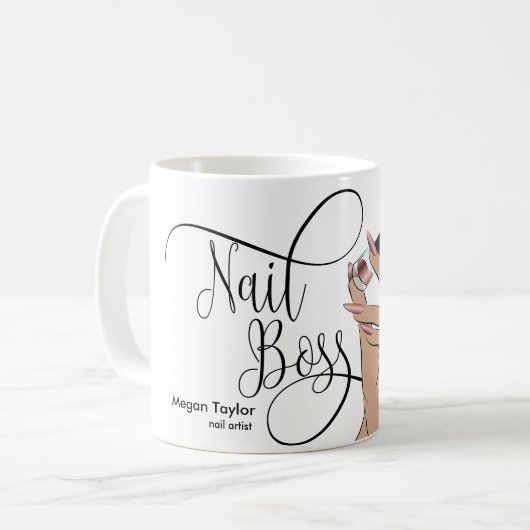 Nagelbüchse, Nageltechniker, lange Nägel, Maniküre Kaffeetasse (Vorderseite Links)