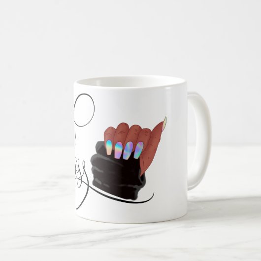 Nagelbüchse, Nageltechniker, lange Nägel, Maniküre Kaffeetasse (VorderseiteRechts)
