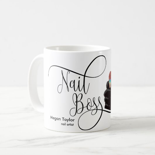 Nagelbüchse, Nageltechniker, lange Nägel, Maniküre Kaffeetasse (Vorderseite Links)