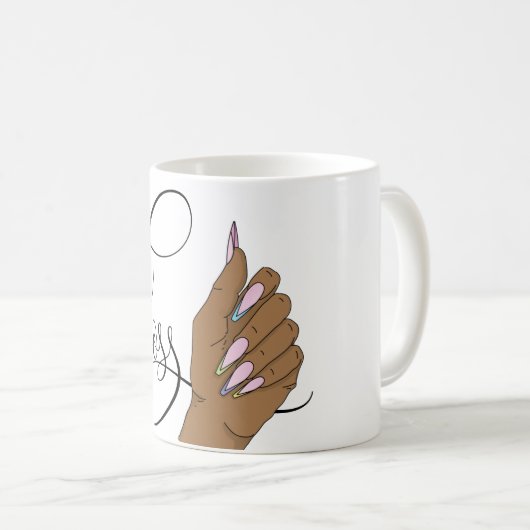 Nagelbüchse, Nageltechniker, lange Nägel, Maniküre Kaffeetasse (VorderseiteRechts)