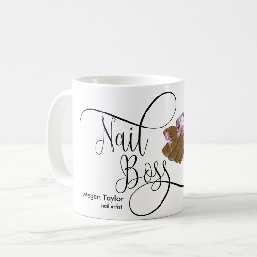 Nagelbüchse, Nageltechniker, lange Nägel, Maniküre Kaffeetasse (Vorderseite Links)