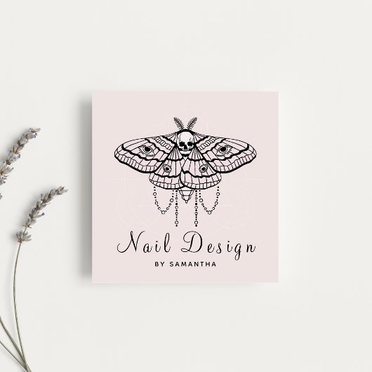 Nageldesign Akrylic Manicure Pedicure Butterfly Quadratische Visitenkarte