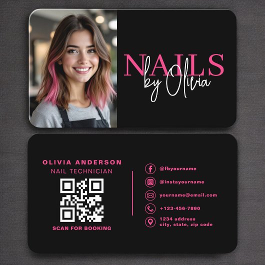 Nageldesigner-Foto-QR-Code Visitenkarte