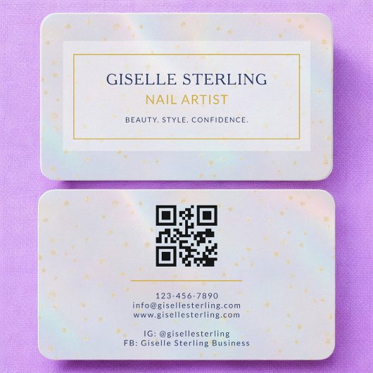 Nageldesigner Holografischer QR-Code Visitenkarte