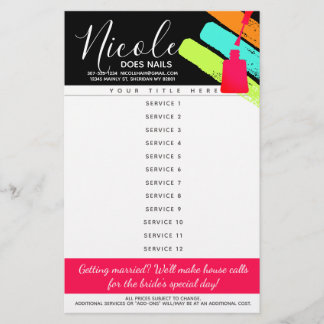 Nageldesigner Maniküre Pediküre Salon Preisliste Flyer