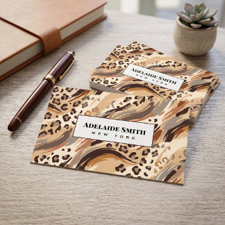 Nageldesigner QR CODE Tierhaut Leopardenfleck Visitenkarte