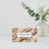 Nageldesigner QR CODE Tierhaut Leopardenfleck Visitenkarte (Stehend Vorderseite)