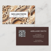 Nageldesigner QR CODE Tierhaut Leopardenfleck Visitenkarte (Vorne/Hinten)