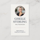 Nageldesignerin Blush & Navy Foto QR Code  Visitenkarte (Vorderseite)