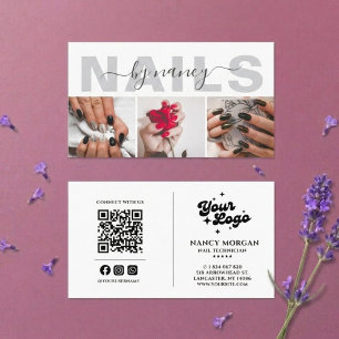 Nageldesignerin Elegantes Fotocollage QR-Code-Logo Visitenkarte