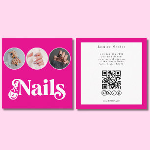 Nageldesignerin Hot Pink 3 Foto QR Code Quadratische Visitenkarte