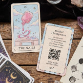 Nageldesignerin Pastell-Tarot-QR-Code-Geschäftskar Visitenkarte