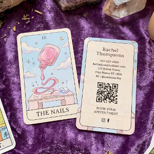 Nageldesignerin Pastell-Tarot-QR-Code-Geschäftskar Visitenkarte