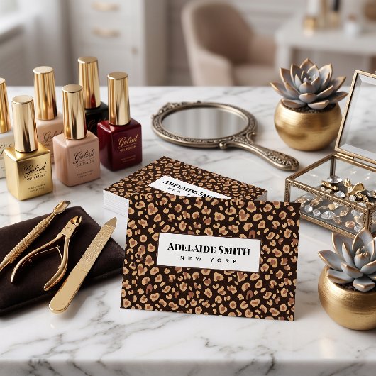 Nageldesignerin QR CODE Tierhaut Leopard-Fleck Visitenkarte