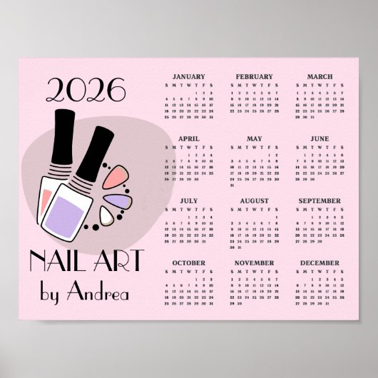 Nagelkunst Maniküre Design 2026 Kalender Poster (Vorne)