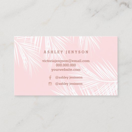 Nagelkunst Rose Goldschrift Rosa Palme Visitenkarte (Rückseite)