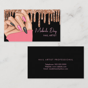 Nagelkünstler Designer Salon Rose Faux Glitter Pin Visitenkarte