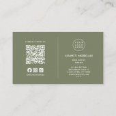 Nagelkünstler Dunkel-Salbei-Grün-Monogramm-QR-Code Visitenkarte (Rückseite)